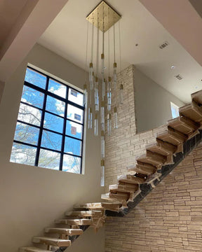 Modern Glacier Bubble Crystsal Sticks Chandelier in Gold/Chrome/Black Finish for Staircase/Foyer