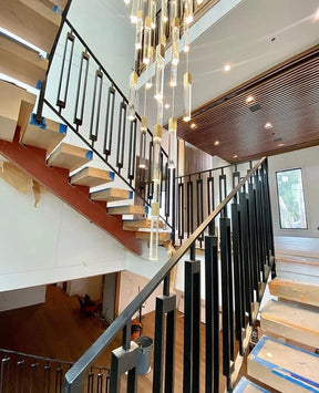Modern Glacier Bubble Crystsal Sticks Chandelier in Gold/Chrome/Black Finish for Staircase/Foyer