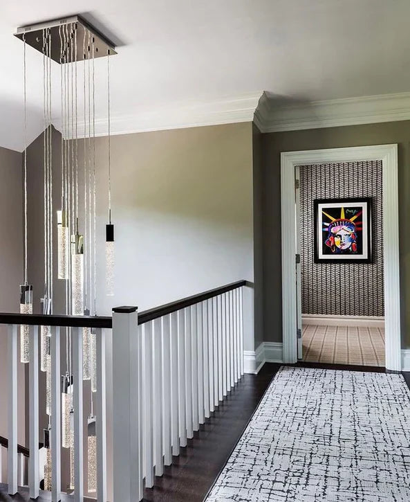 Modern Glacier Bubble Crystsal Sticks Chandelier in Gold/Chrome/Black Finish for Staircase/Foyer