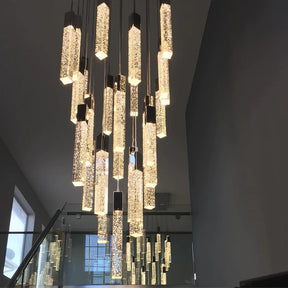 Modern Glacier Bubble Crystsal Sticks Chandelier in Gold/Chrome/Black Finish for Staircase/Foyer