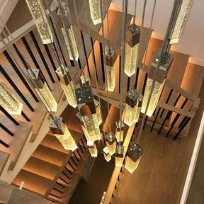 Modern Glacier Bubble Crystsal Sticks Chandelier in Gold/Chrome/Black Finish for Staircase/Foyer