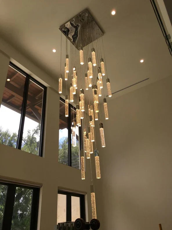 Modern Glacier Bubble Crystsal Sticks Chandelier in Gold/Chrome/Black Finish for Staircase/Foyer