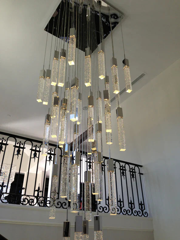 Modern Glacier Bubble Crystsal Sticks Chandelier in Gold/Chrome/Black Finish for Staircase/Foyer