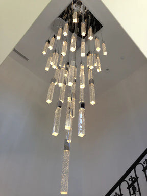 Modern Glacier Bubble Crystsal Sticks Chandelier in Gold/Chrome/Black Finish for Staircase/Foyer