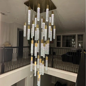 Modern Glacier Bubble Crystsal Sticks Chandelier in Gold/Chrome/Black Finish for Staircase/Foyer