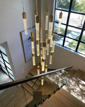 Modern Glacier Bubble Crystsal Sticks Chandelier in Gold/Chrome/Black Finish for Staircase/Foyer