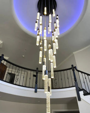Modern Glacier Bubble Crystsal Sticks Chandelier in Gold/Chrome/Black Finish for Staircase/Foyer
