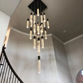 Modern Glacier Bubble Crystsal Sticks Chandelier in Gold/Chrome/Black Finish for Staircase/Foyer