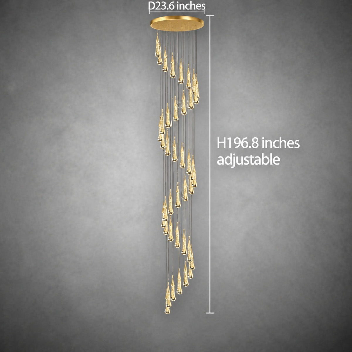Pendant Light  Modern Gold Crystal Cascading Chandelier Aluminum LED 1-48 Heads