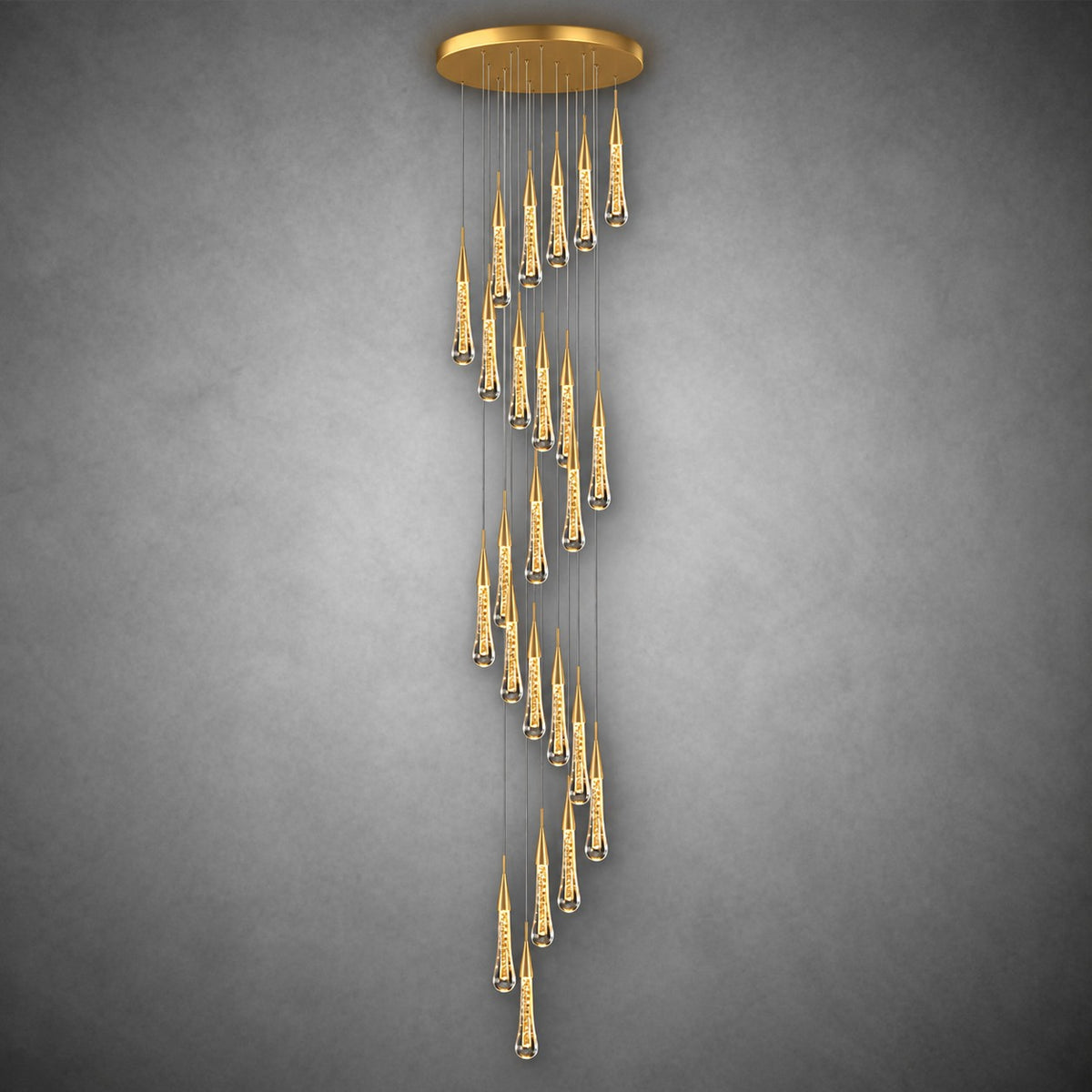 Pendant Light  Modern Gold Crystal Cascading Chandelier Aluminum LED 1-48 Heads