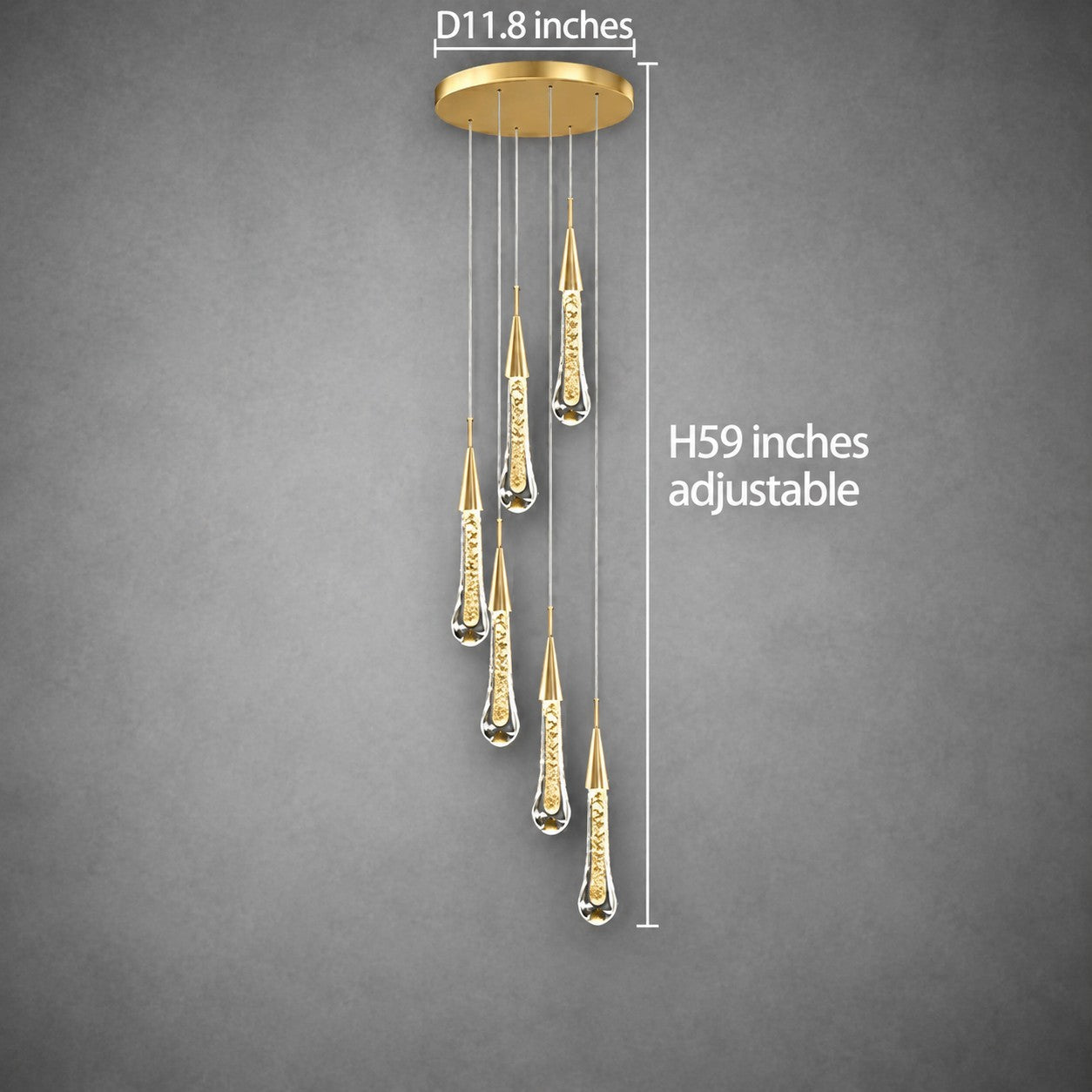Pendant Light  Modern Gold Crystal Cascading Chandelier Aluminum LED 1-48 Heads