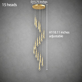 Pendant Light  Modern Gold Crystal Cascading Chandelier Aluminum LED 1-48 Heads