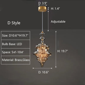 Modern Gray Glass Starry Sky Pendant Light Fixture for Dining Room/Bar/Kitchen Island - D: D10.6"*H19.7"/3.5kgTri-Color Light (Warm/White/Neutral)Blushlighting