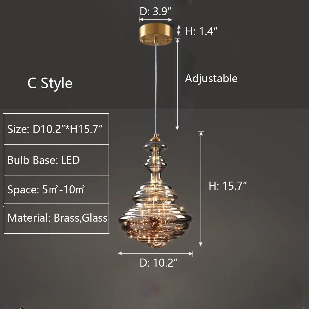 Modern Gray Glass Starry Sky Pendant Light Fixture for Dining Room/Bar/Kitchen Island - C: D10.2"*H15.7"Tri-Color Light (Warm/White/Neutral)Blushlighting