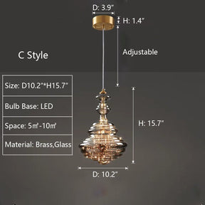 Modern Gray Glass Starry Sky Pendant Light Fixture for Dining Room/Bar/Kitchen Island - C: D10.2"*H15.7"Tri-Color Light (Warm/White/Neutral)Blushlighting