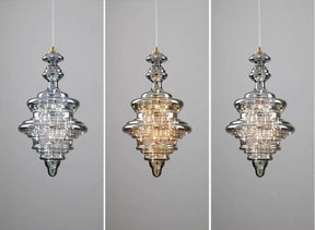 Modern Gray Glass Starry Sky Pendant Light Fixture for Dining Room/Bar/Kitchen Island - E: D10.2"*H15.7"Tri-Color Light (Warm/White/Neutral)Blushlighting