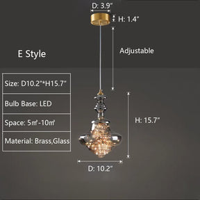 Modern Gray Glass Starry Sky Pendant Light Fixture for Dining Room/Bar/Kitchen Island - E: D10.2"*H15.7"Tri-Color Light (Warm/White/Neutral)Blushlighting