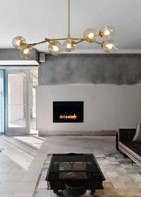 Modern Industrial Branch Chandelier with Multiple Glass Pendants Extra Large for Living or Dining Room