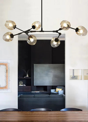 Modern Industrial Branch Chandelier with Multiple Glass Pendants Extra Large for Living or Dining Room