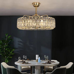 Modern Invisible Blade Fan Light Crystal Chandelier for Living/Dining Room/Bedroom