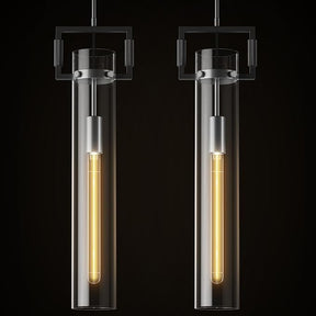 Modern Large Black Pendant Light Fixture Set of 2-21.6 Inch Adjustable Hanging Chandelier with Glass Shade & Brass Finish, Farmhouse Island Lighting for Kitchen, Dining Room, Bathroom