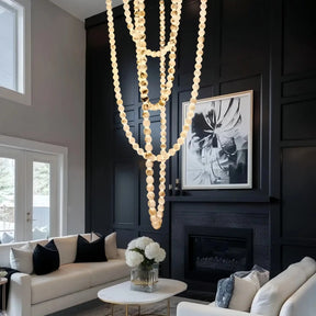 Modern LED Natural Alabaster Globes Beads Hanging Chandelier Indoor Lighting Fixture - 167 globes - L100+L200+L400+L500CM/L40"+L80"+L157"+L197"Neutral Light (4000K)Black + WhiteMerlinlamps