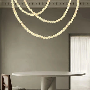 Modern LED Natural Alabaster Globes Beads Hanging Chandelier Indoor Lighting Fixture - 125 globes - L100+L300+L500CM/L40"+L118"+L197"Neutral Light (4000K)Black + WhiteMerlinlamps