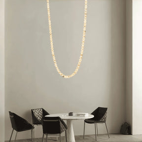 Modern LED Natural Alabaster Globes Beads Hanging Chandelier Indoor Lighting Fixture - 70 globes - L500CM/L197"Warm Light (3000K)Black + WhiteMerlinlamps