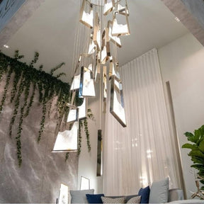 Modern Light Luxury Alabaster Chandelier in Gold Finish
