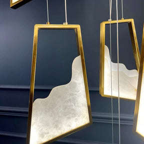 Modern Light Luxury Alabaster Chandelier in Gold Finish