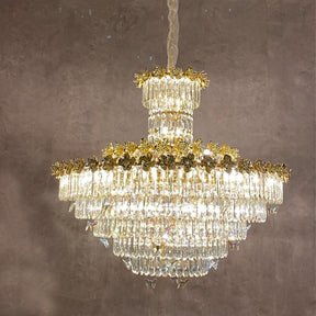Modern Light Luxury Multi-tiered Round Ctystal Chandelier for Living Room/Staircase/Foyer， gold finish, butterfly ,flower