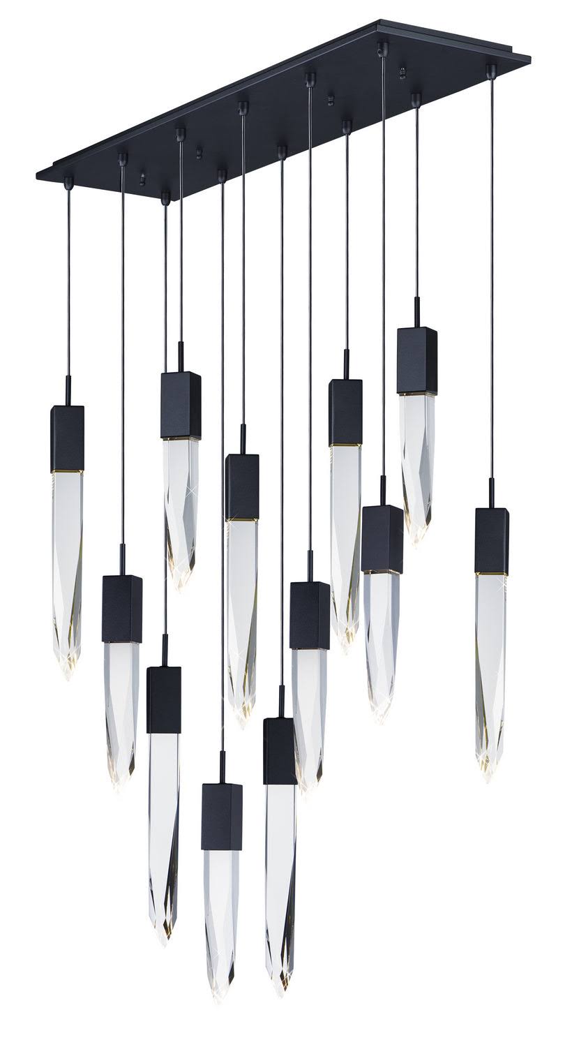 Modern Light Luxury Round/Rectangle Floating Glacier Crystal Chandelier in Black Finish for Kitchen Island/ Staircase/Living Room