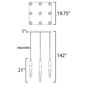 Modern Light Luxury Round/Rectangle Floating Glacier Crystal Chandelier in Black Finish for Kitchen Island/ Staircase/Living Room