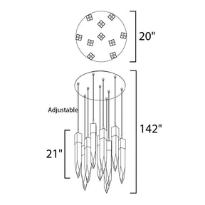 Modern Light Luxury Round/Rectangle Floating Glacier Crystal Chandelier in Black Finish for Kitchen Island/ Staircase/Living Room