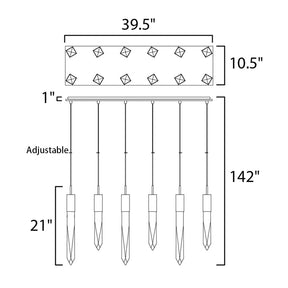 Modern Light Luxury Round/Rectangle Floating Glacier Crystal Chandelier in Black Finish for Kitchen Island/ Staircase/Living Room