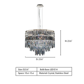 D23.6" SERIE 4282 – MODELL 4282 HL 50 – HÄNGELEUCHTE,CHANDELIERS,CHANDELIER,CRYSTAL,layers,tiers,layered,tierer,crystal rod,round,luxury,ceiling