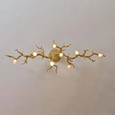 Modern Linear Glass Ball Branch Semi Flush Chandelier