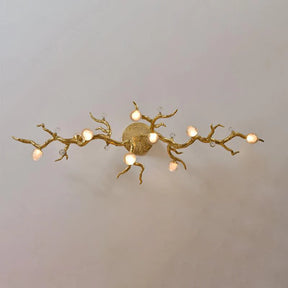 Modern Linear Glass Ball Branch Semi Flush Chandelier