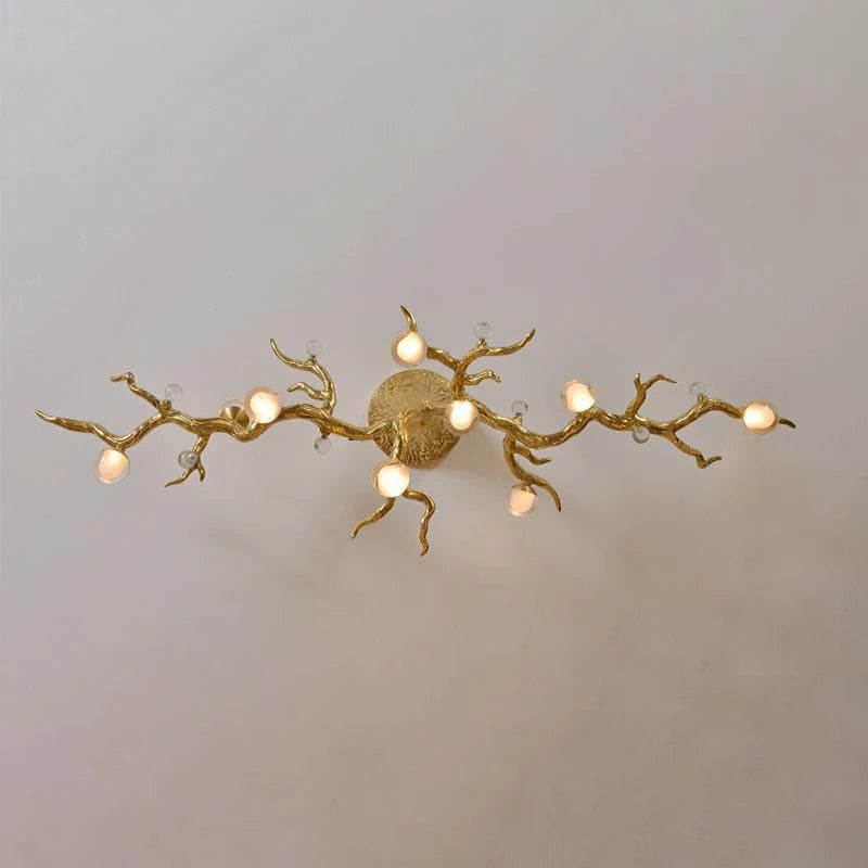 Modern Linear Glass Ball Branch Semi Flush Chandelier