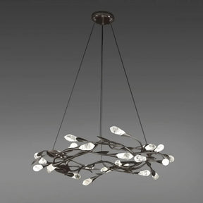 Modern Linear/Round Floral Branches Crystal Chandelier