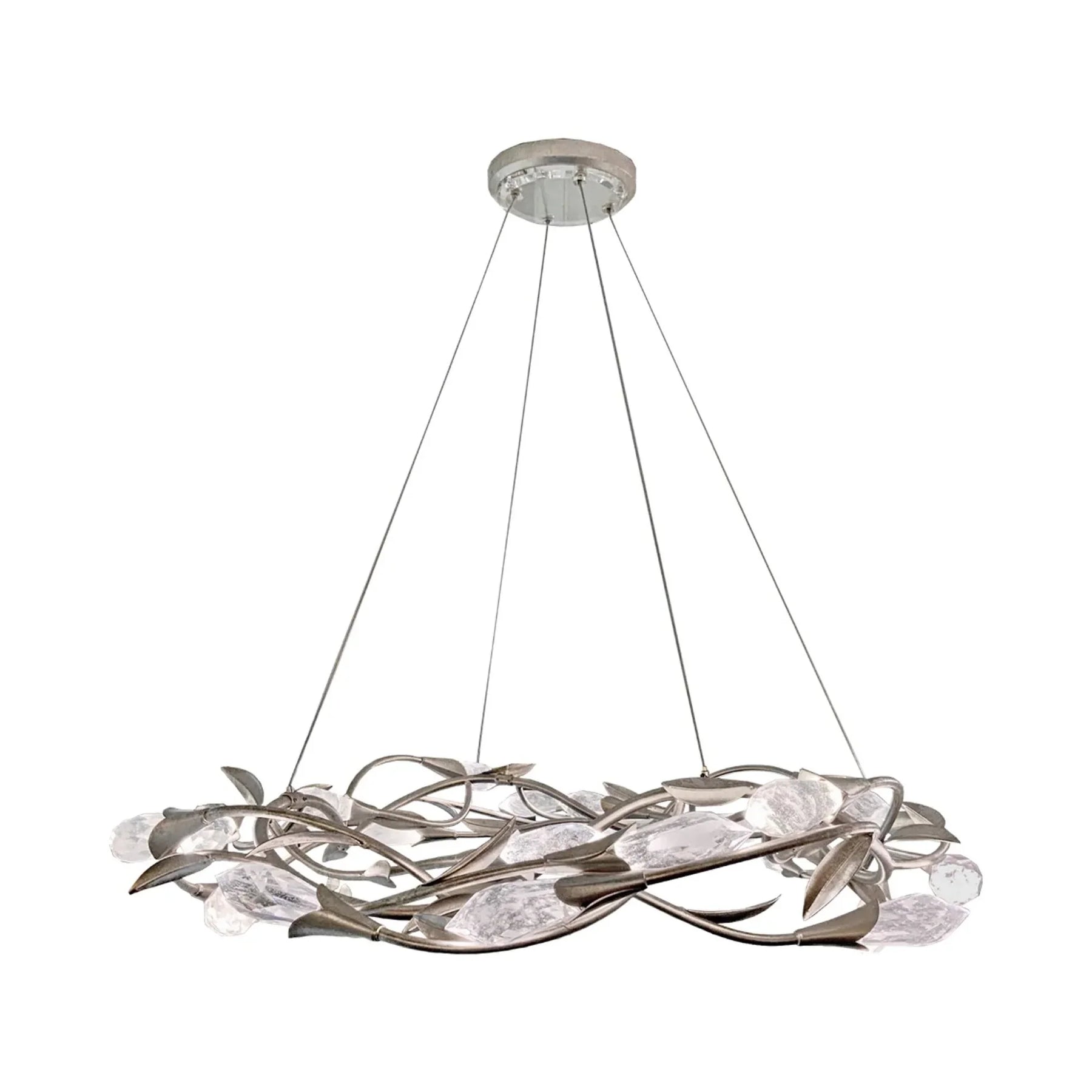 Modern Linear/Round Floral Branches Crystal Chandelier