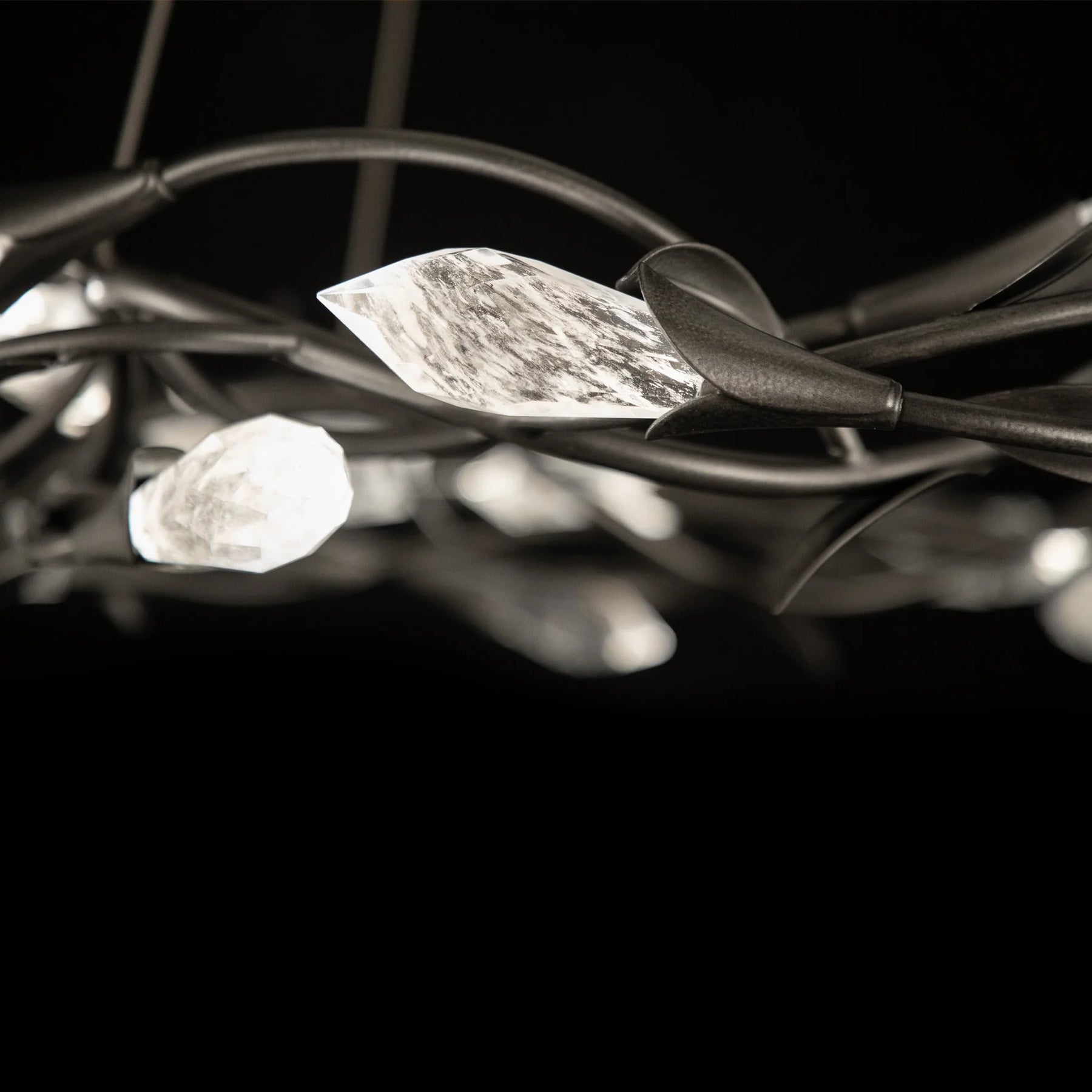 Modern Linear/Round Floral Branches Crystal Chandelier