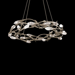 Modern Linear/Round Floral Branches Crystal Chandelier