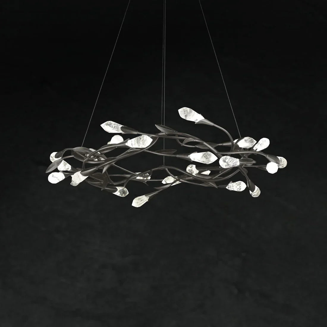 Modern Linear/Round Floral Branches Crystal Chandelier