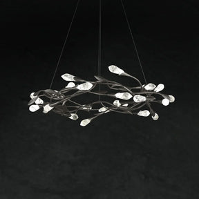 Modern Linear/Round Floral Branches Crystal Chandelier
