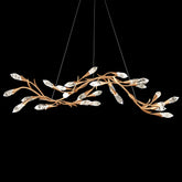 Modern Linear/Round Floral Branches Crystal Chandelier
