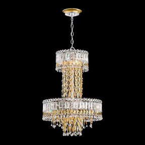 Modern Luxury 2 Layers Crystal Rod Gold Leaves Pendant Light for Living Room/Bedroom