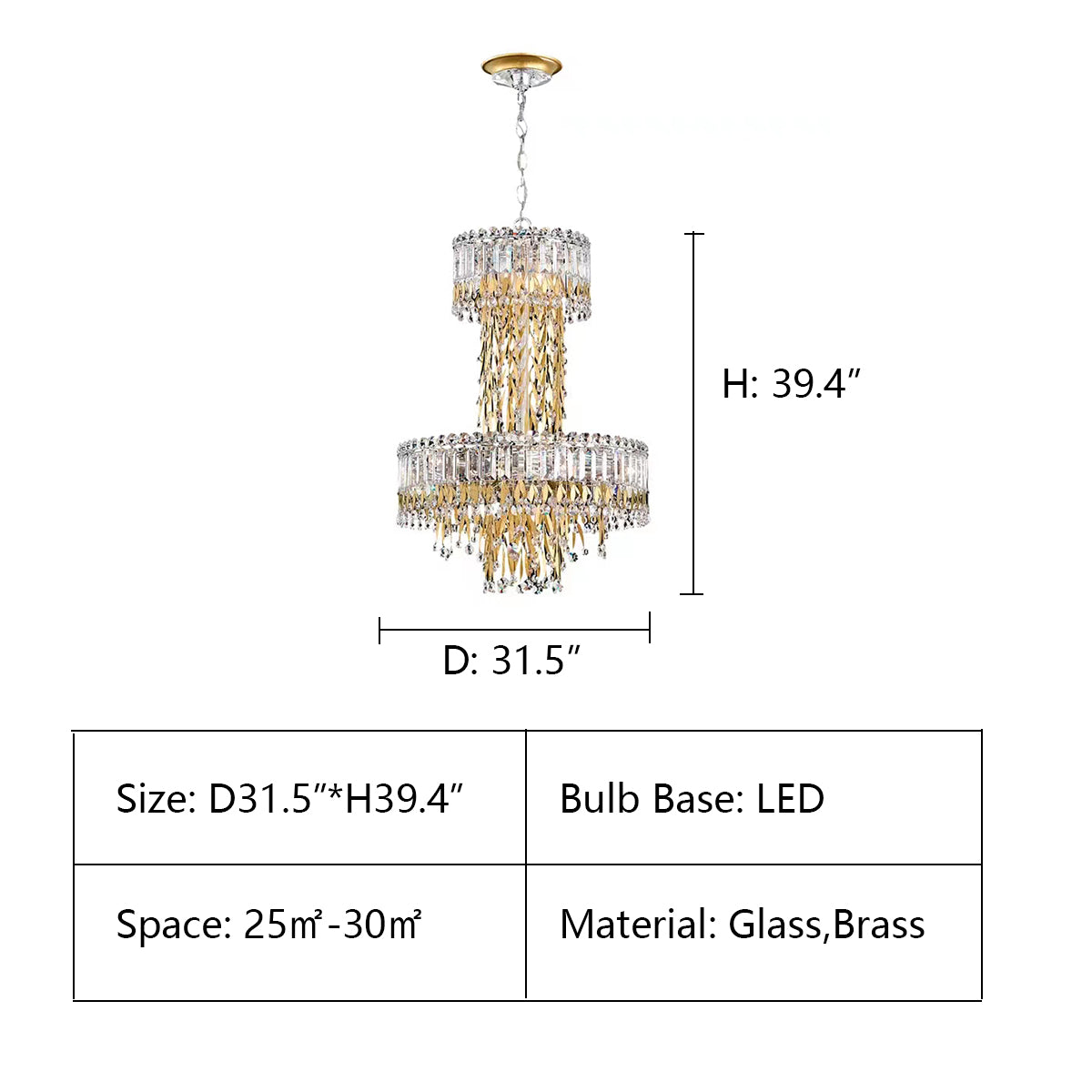 D31.5"*H39.4" Triandra Chandelier,chandelier,chandeliers,leaf,leaves,gold,crystal rod,rods,crystal,luxury,empire,two layers,large,oversized,big