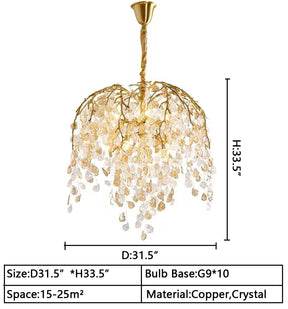 D31.5"*H33.5" chandelier,chandeliers,branch,leaf,crystal,crystal light,dining table,dining room,living room,flower,led,bedroom