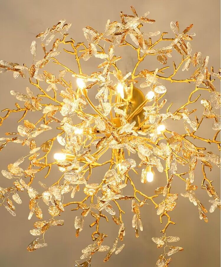 Modern Luxury Leaf Branch Glass Chandelier for Living/Dining Room/Bedroom